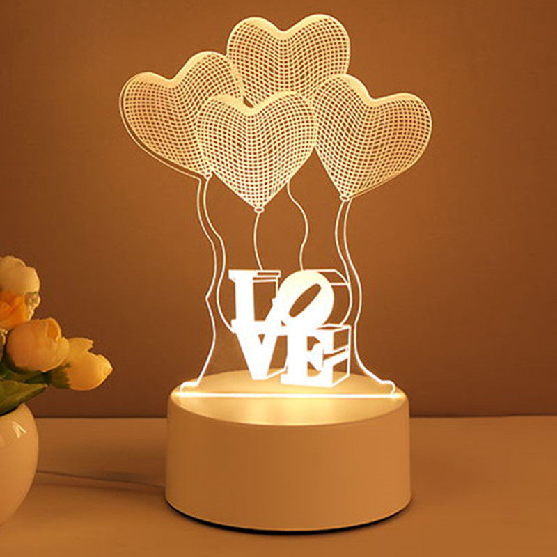 3D Lamp Acrylic USB LED Night Lights Neon Valentines Day Gifts