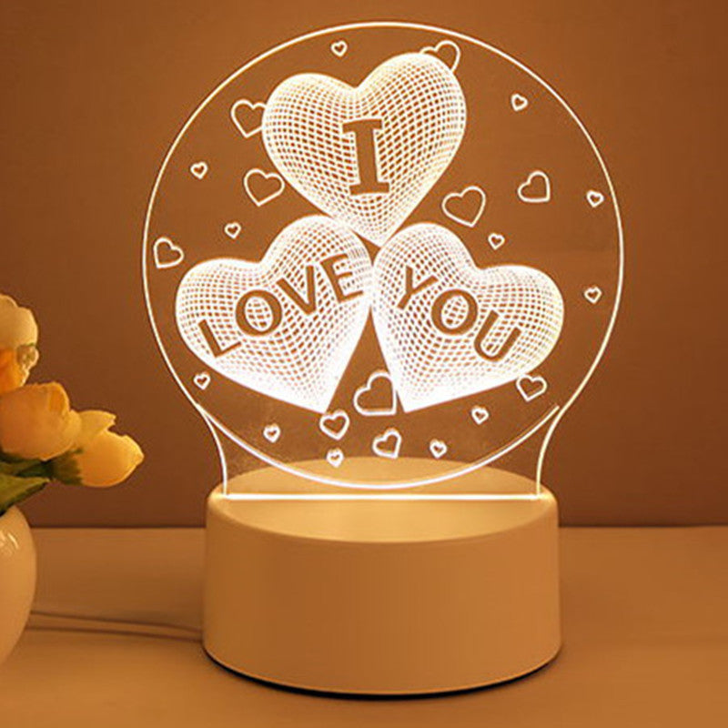 3D Lamp Acrylic USB LED Night Lights Neon Valentines Day Gifts