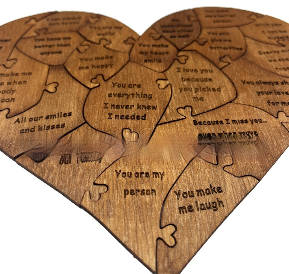 Reasons Why I Love You Wooden Heart Puzzle Romantic Love Jigsaw Puzzle