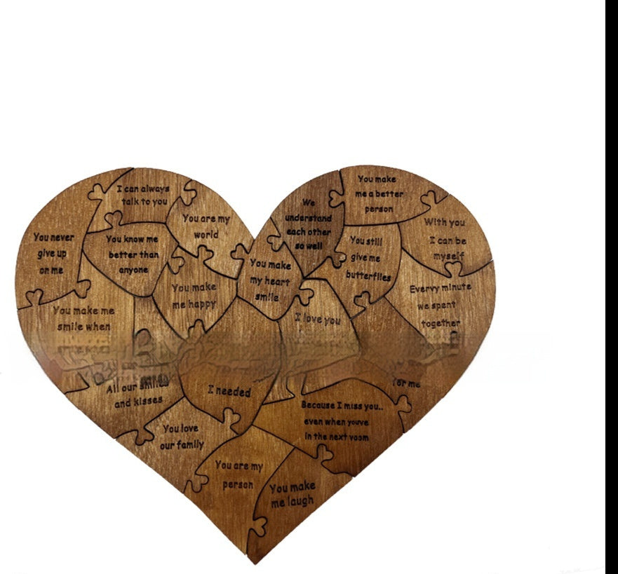 Reasons Why I Love You Wooden Heart Puzzle Romantic Love Jigsaw Puzzle