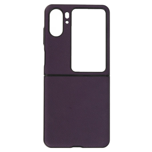 Case for Folding Phone Premium Genuine Leather Protective Anti Drop Cover for Find N2 Flip Purple