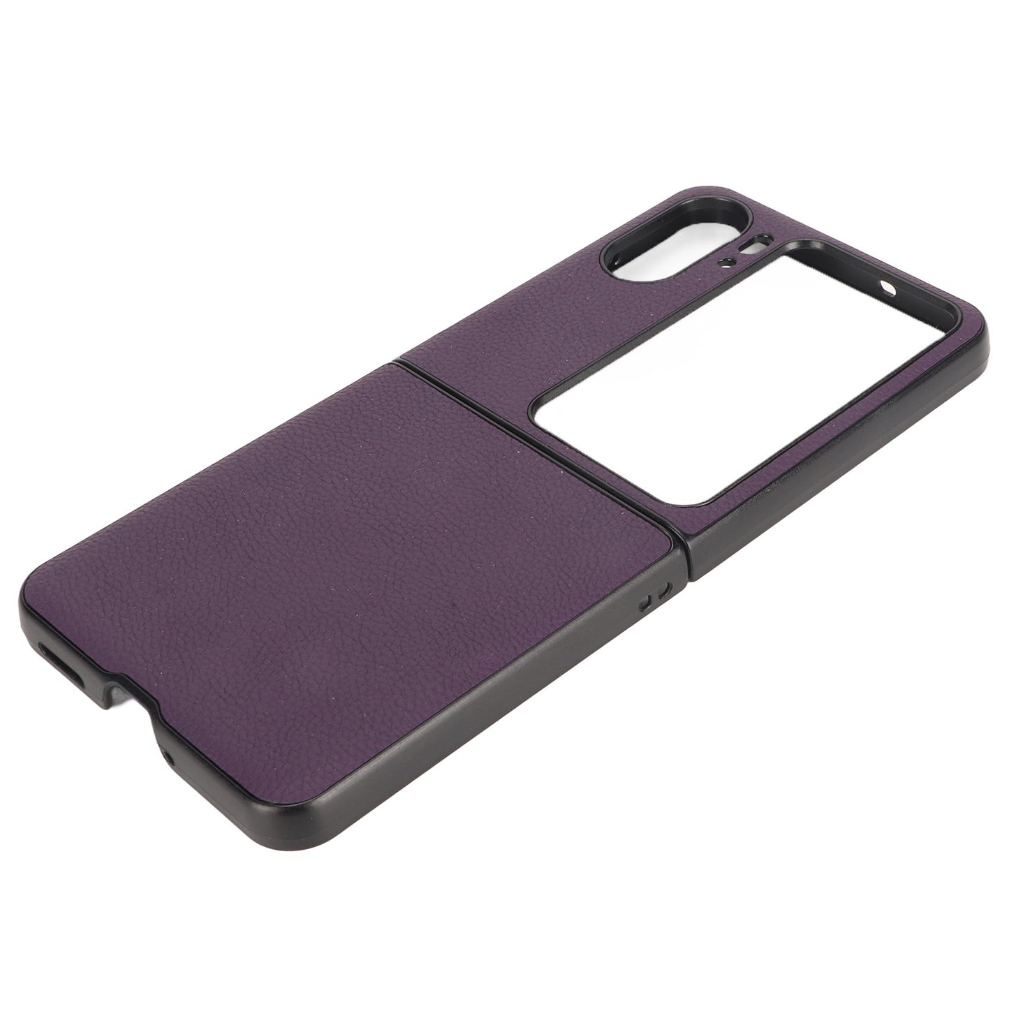 Case for Folding Phone Premium Genuine Leather Protective Anti Drop Cover for Find N2 Flip Purple