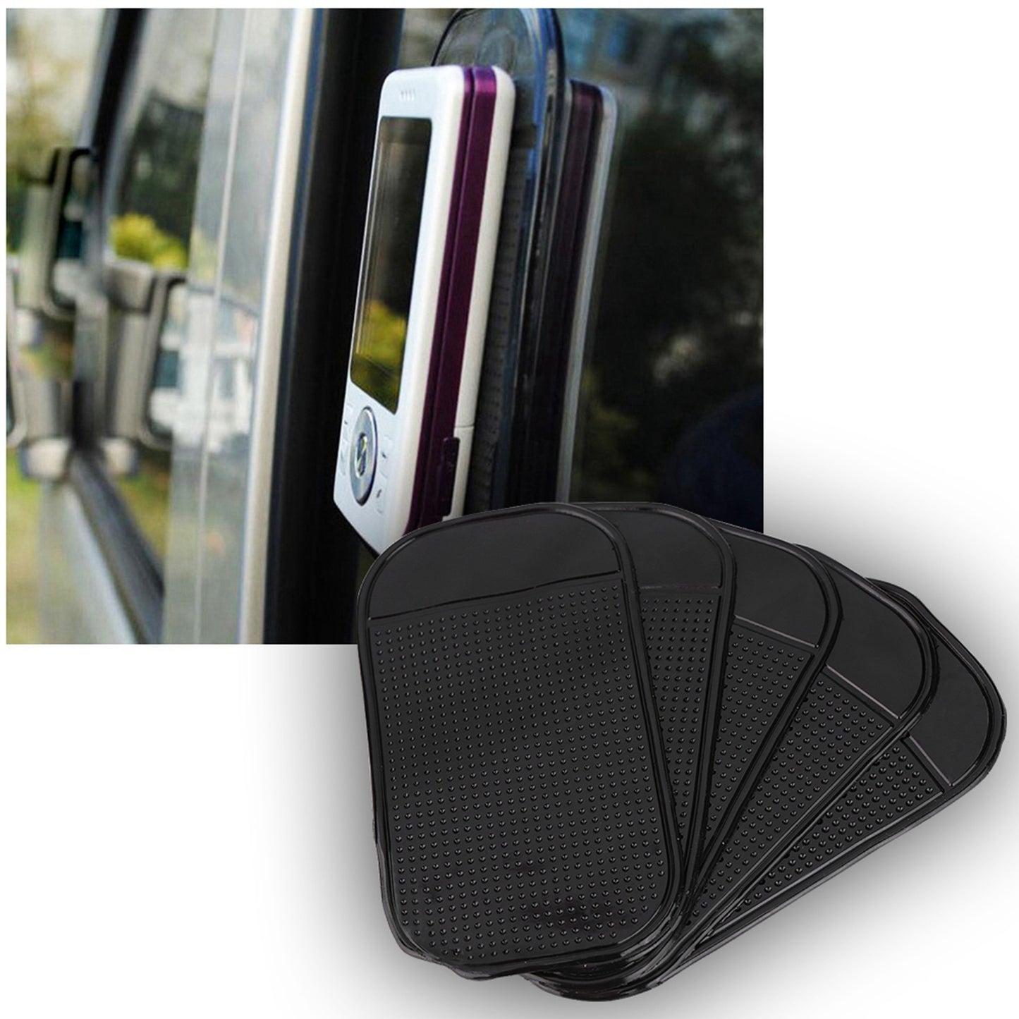 5Pcs Car Grip Pad NOn Slip Sticky Anti Slide Dash Cell Phone Holder Black Mat