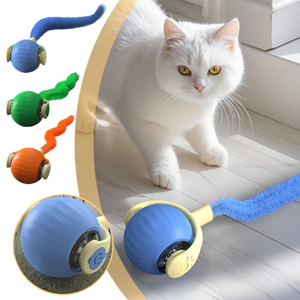 Pet Tug Ball Toy Motion-Activated Interactive Pets Cat Rolling Ball Toy With Bird Chirping Sound Pet Kitten Teaser Game Pet Products