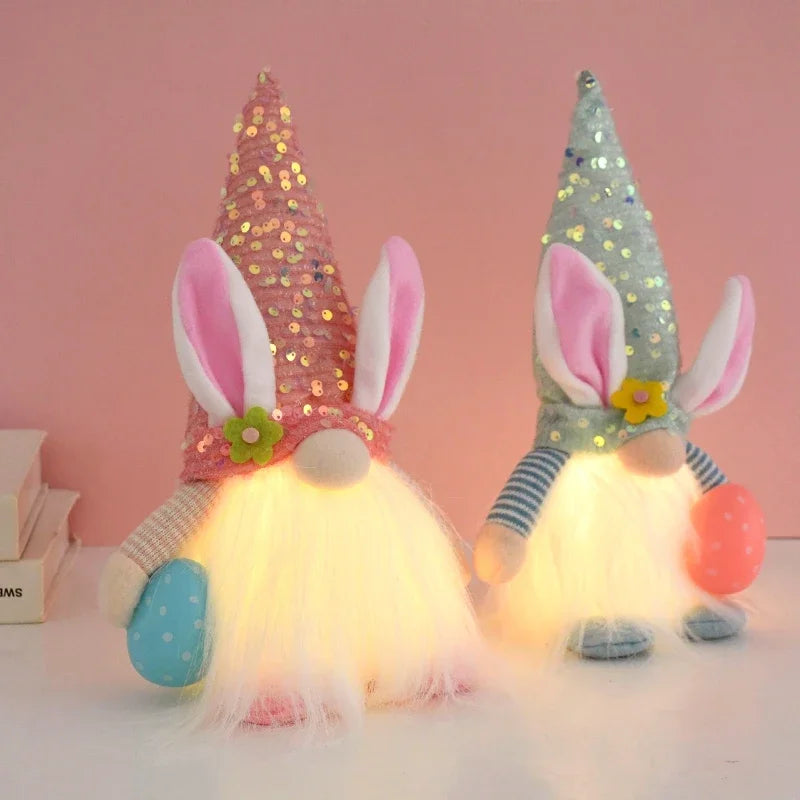 Easter LED Glowing Faceless Gnome Doll – Niedliches Hasenornament für Ihre Frühlings- und Osterdekoration