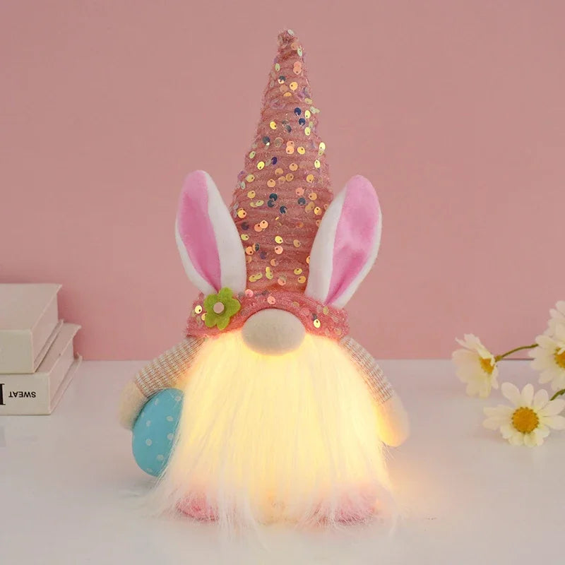 Easter LED Glowing Faceless Gnome Doll – Niedliches Hasenornament für Ihre Frühlings- und Osterdekoration