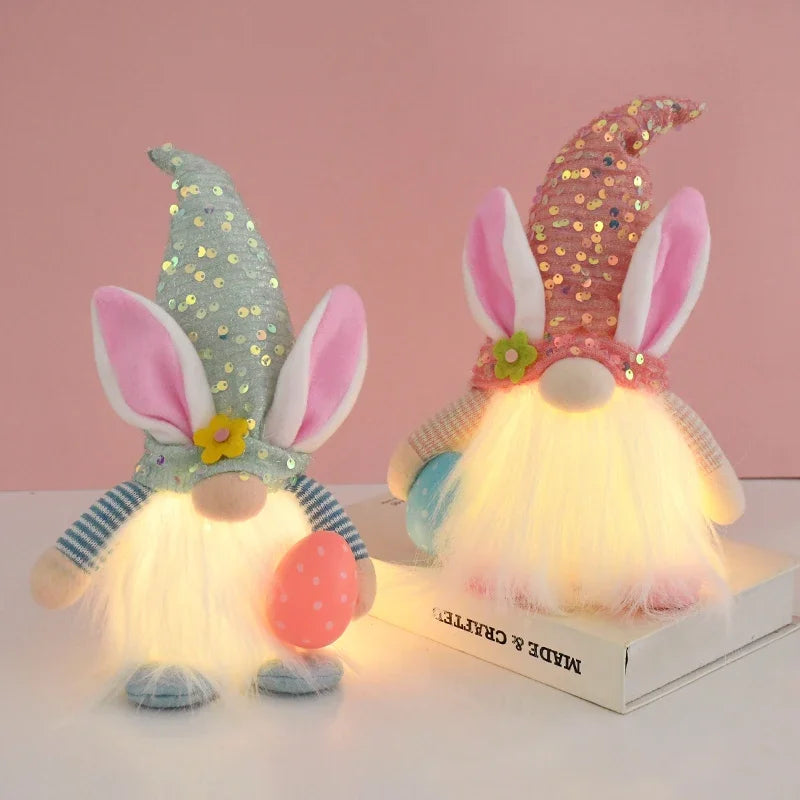 Easter LED Glowing Faceless Gnome Doll – Niedliches Hasenornament für Ihre Frühlings- und Osterdekoration