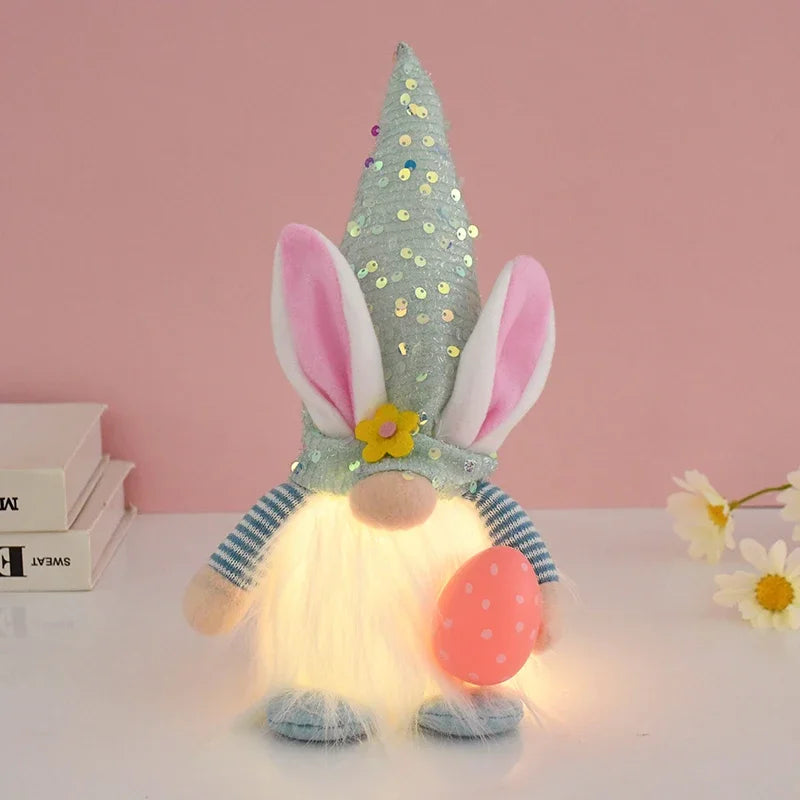 Easter LED Glowing Faceless Gnome Doll – Niedliches Hasenornament für Ihre Frühlings- und Osterdekoration