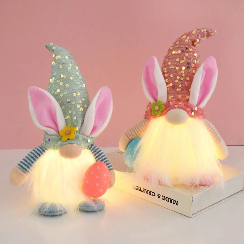 Easter LED Glowing Faceless Gnome Doll – Niedliches Hasenornament für Ihre Frühlings- und Osterdekoration