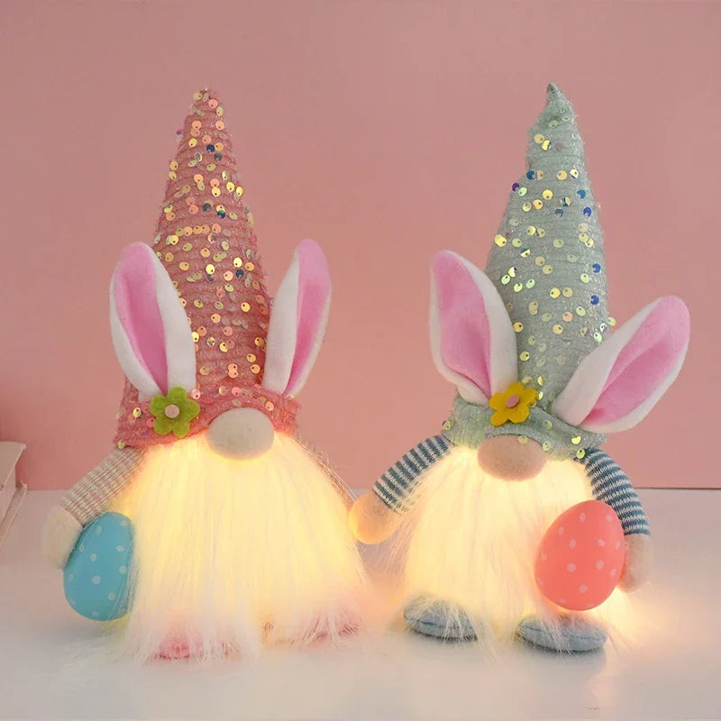 Easter LED Glowing Faceless Gnome Doll – Niedliches Hasenornament für Ihre Frühlings- und Osterdekoration