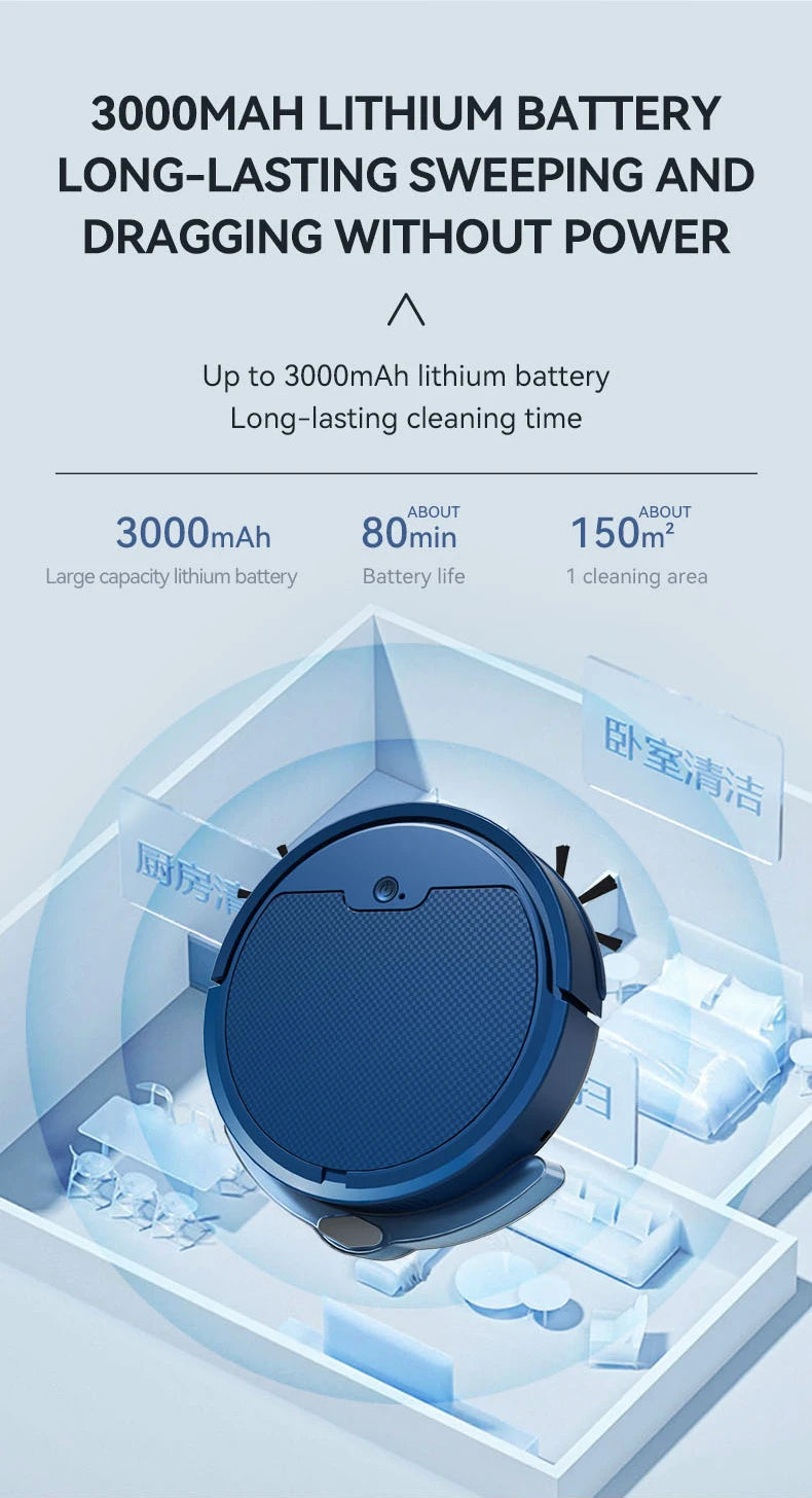 2024 Neuer 3-in-1 Kabelloser Staubsauger – Intelligenter Wisch- und Staubsauger-Roboter für Ihr Zuhause