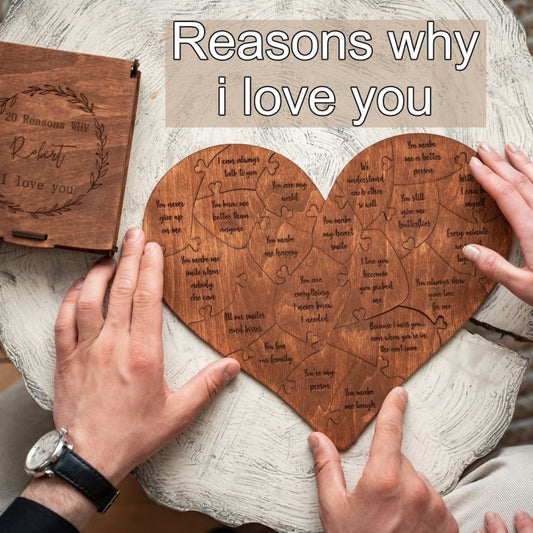 Reasons Why I Love You Wooden Heart Puzzle Romantic Love Jigsaw Puzzle